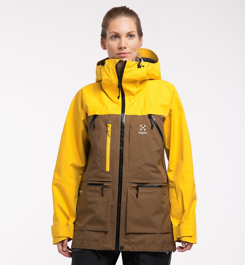 Haglöfs Womens Vassi GTX Pro Ski Jacket Brown/Yellow New Zealand 29405BNEJ